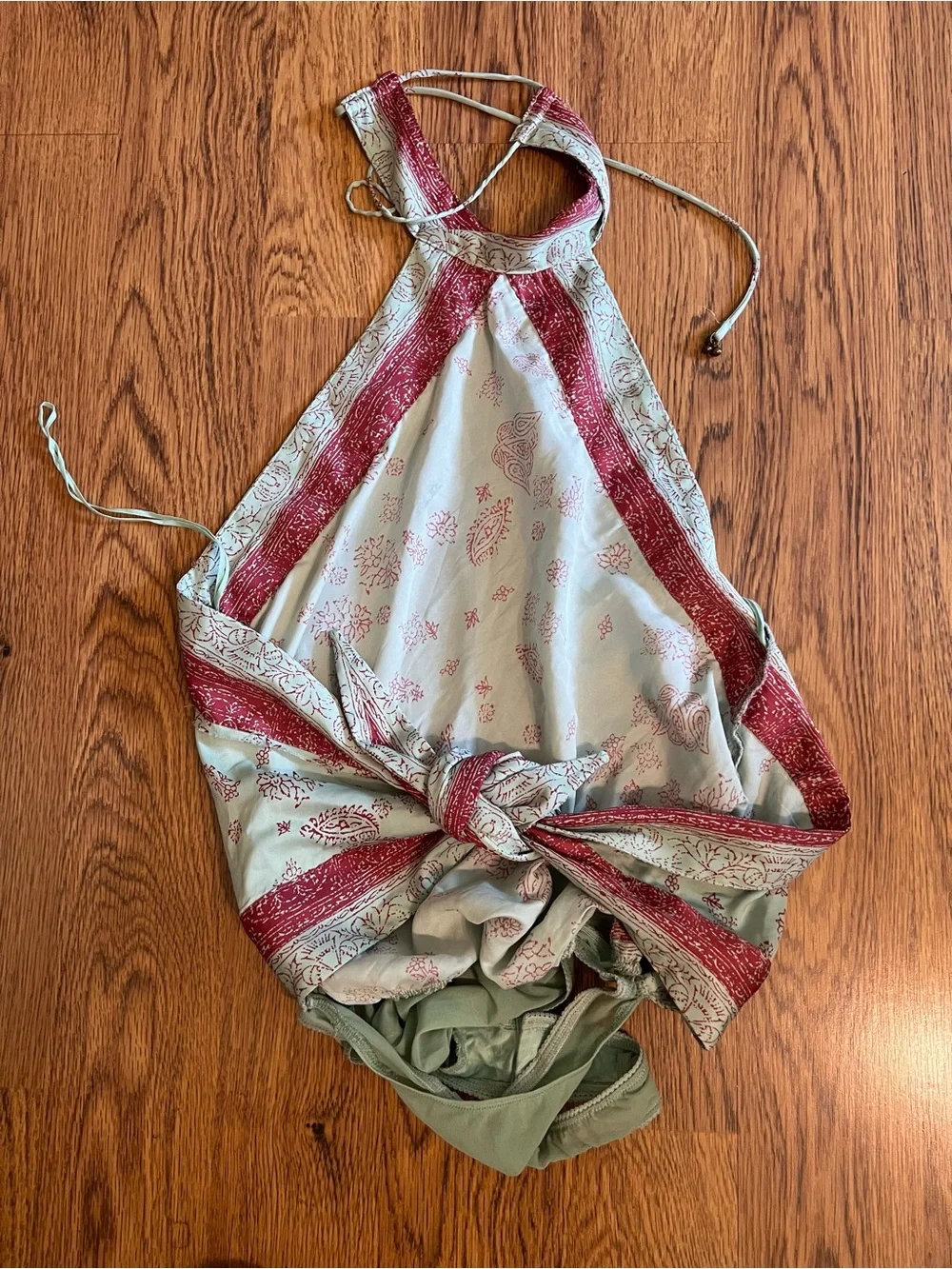 Free people intimately Halter Floral scarf Top wrap tie bodysuit sexy night out